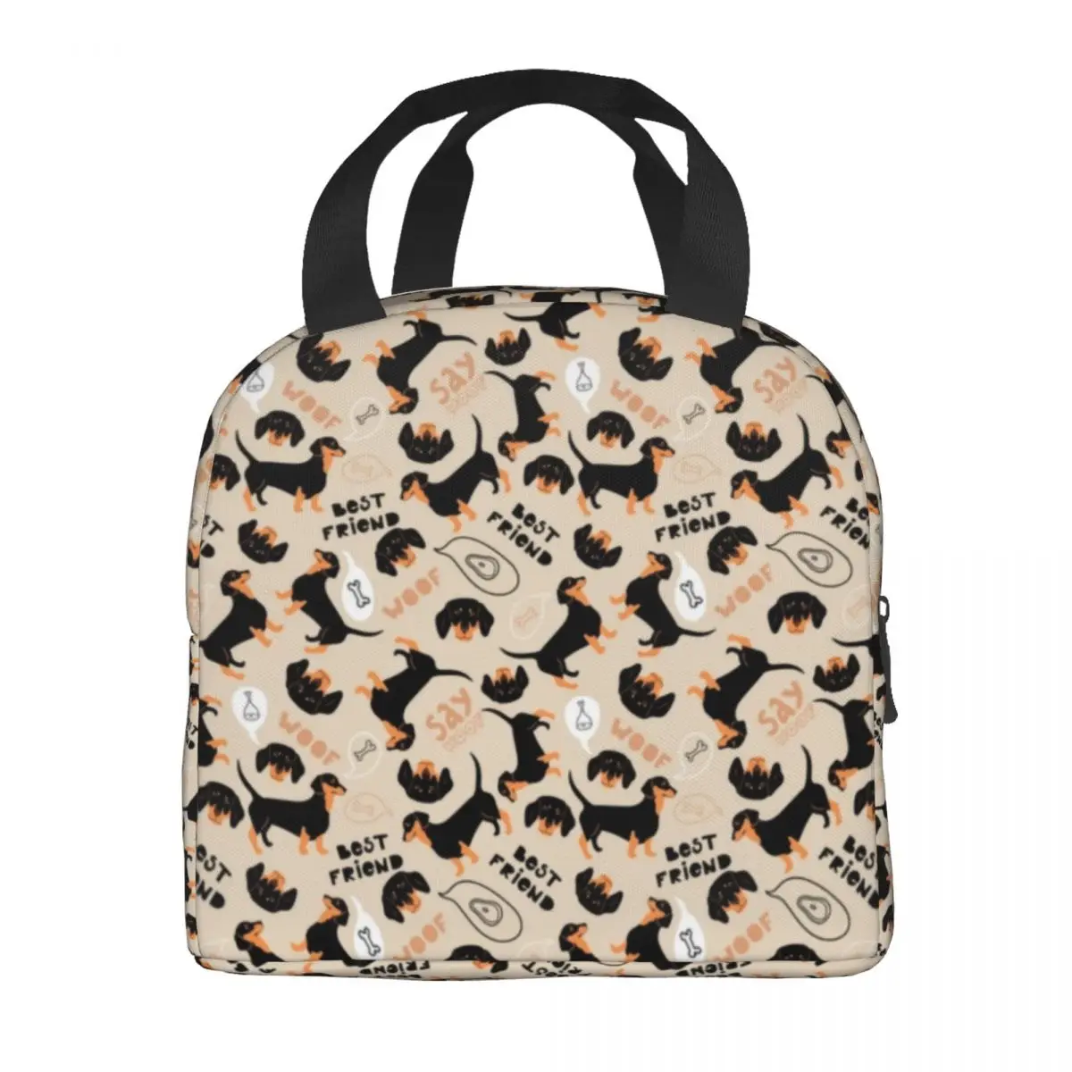 Cute Dachshund Dog Pattern Insulated Lunch Bag for Women Waterproof Dackel Teckel Thermal Cooler Bento Box Office Picnic Travel