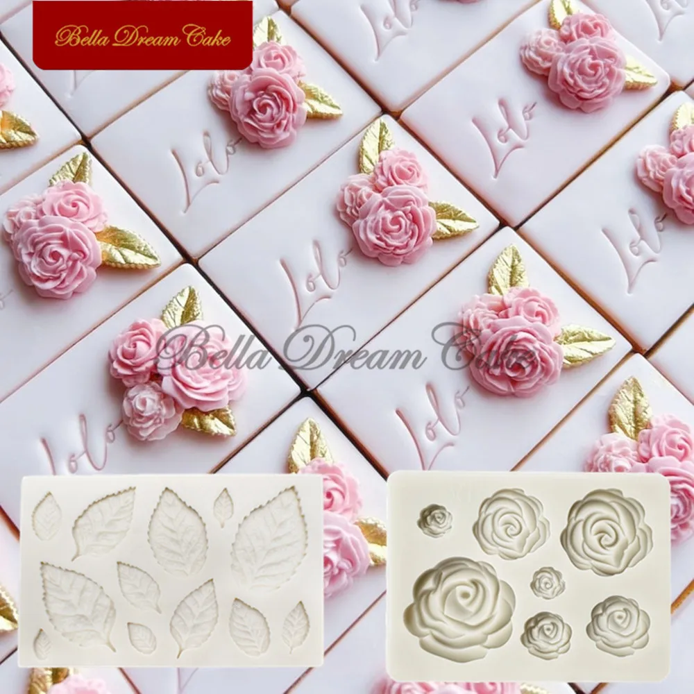 3D Mini Rose Leaf Flower Design Silicone Mold Fondant Chocolate Mould Cake Decorating Tools DIY Clay Model Baking Accessories