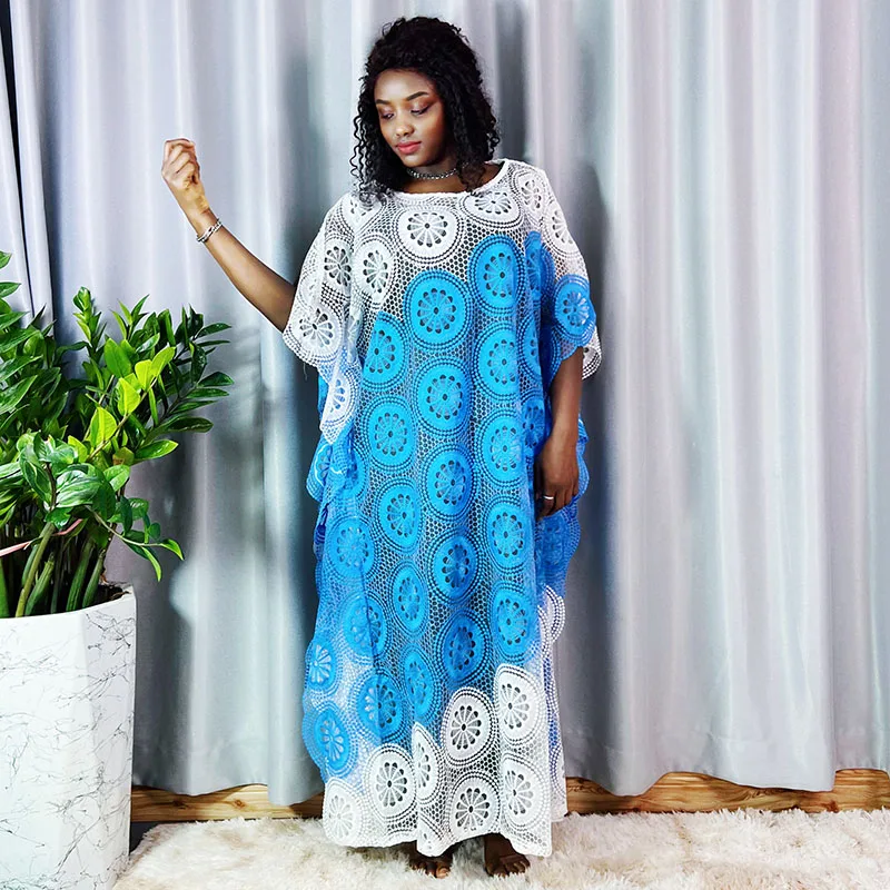 Africa Elegant Lace Abayas Fashion Dashiki Robe With Inner 2 Piece Dress Sets Women Free Size Muslim Kaftan Loose Long Dresses