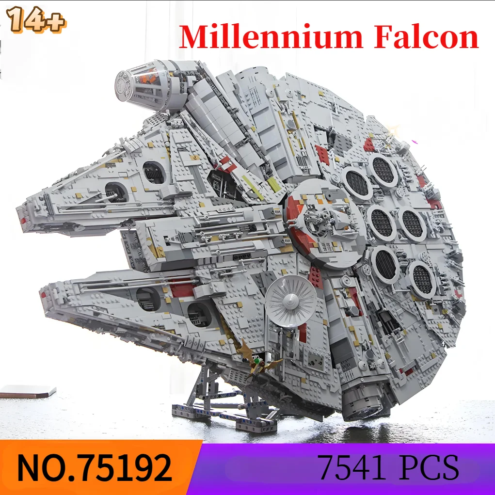 7541 pièces Star Interstellar Conflict Spacecraft Luxury Millennium Big Falcon Space Ship 75192 Modèle de blocs de construction Cadeaux d'anniversaire