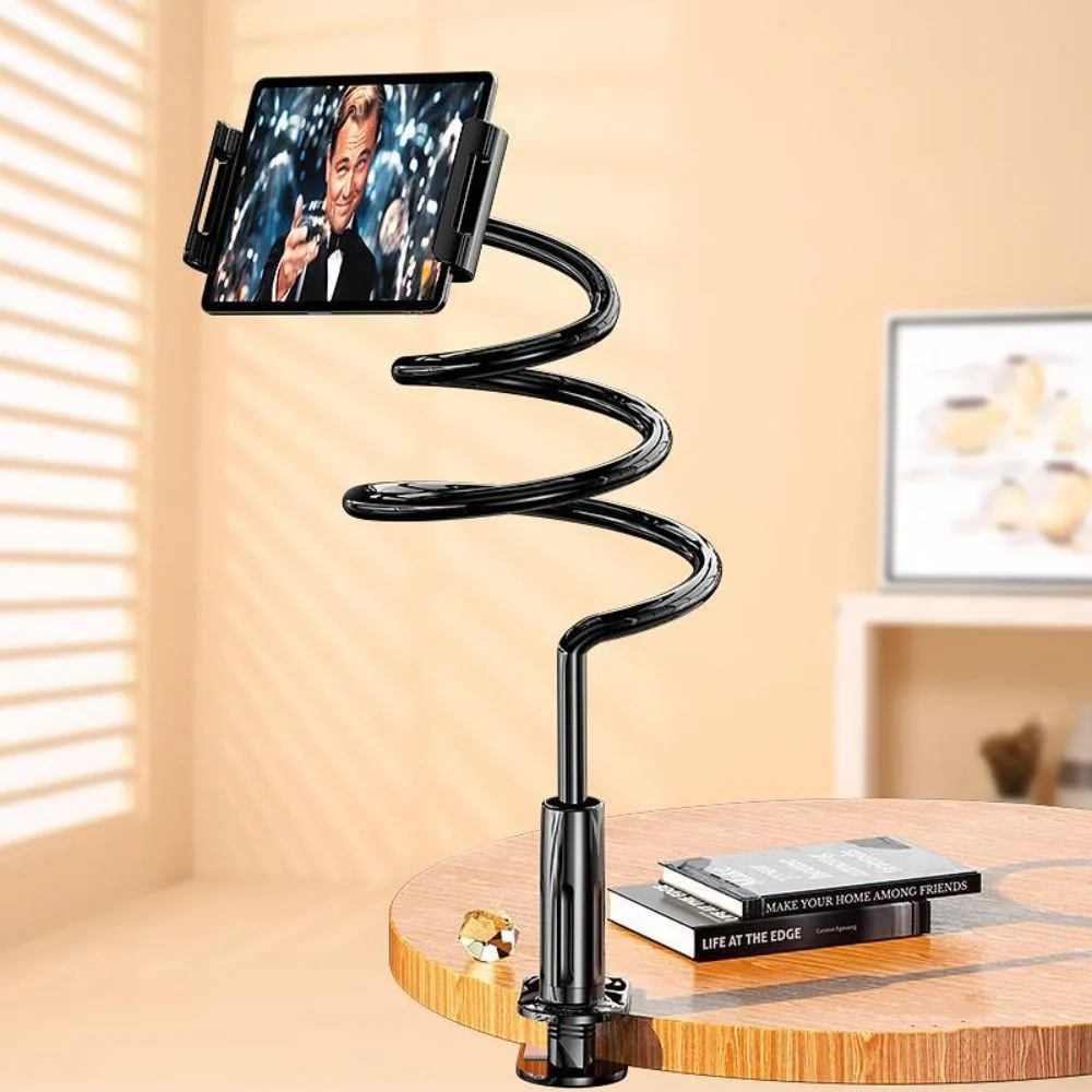 Long Arm Cell Phone Holder 70/80/90/120cm Creative Phone Spiral Holder Flexible Folding Bedside Extension Clamp