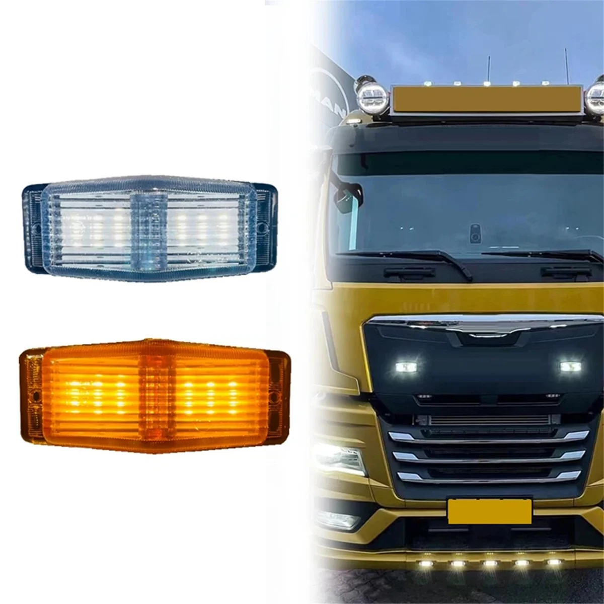 Front Grill Light LED Marker Lamp for Scania Volvo Man Benz Truck Lorry Front Double Burner Indicator Lights A