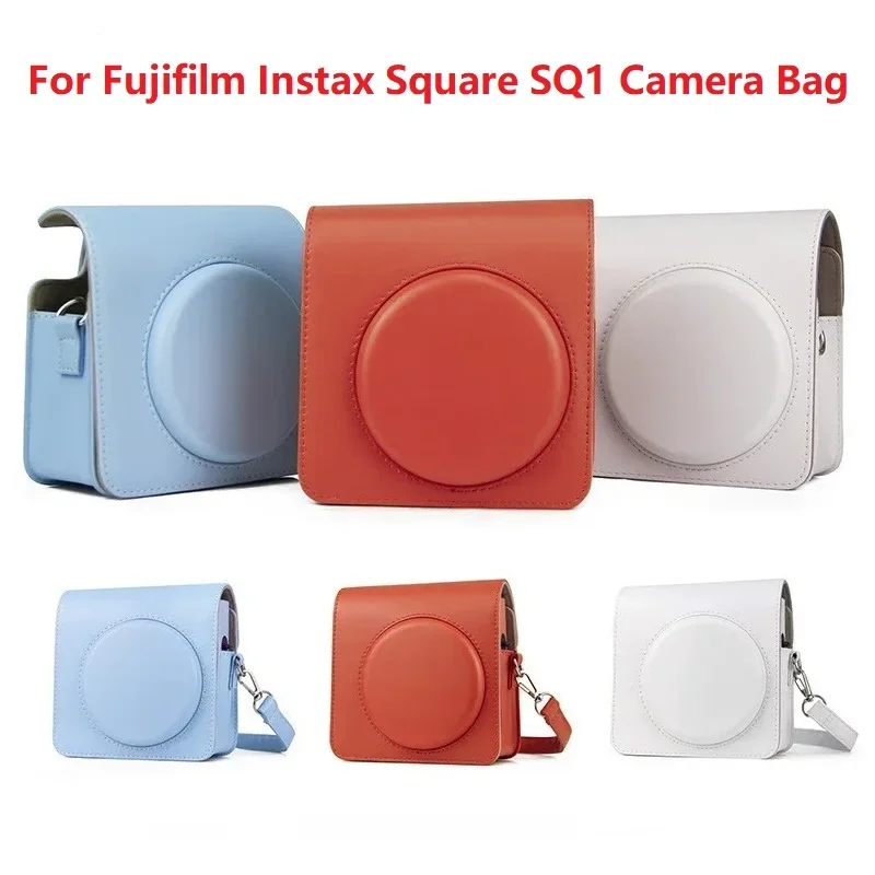 

ZLRLMHY Retro Leather Solid Color Protective Case For Fujifilm Instax Square SQ1 Camera Bag Case Handbags with Shoulder Strap