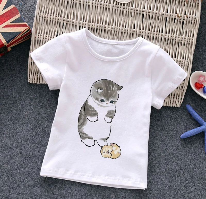 2024 Bright Kids Sweet T-Shirt Summer Cute Round Neck Refreshing Short Sleeve High Quality Lively Top New Colorful Apparel