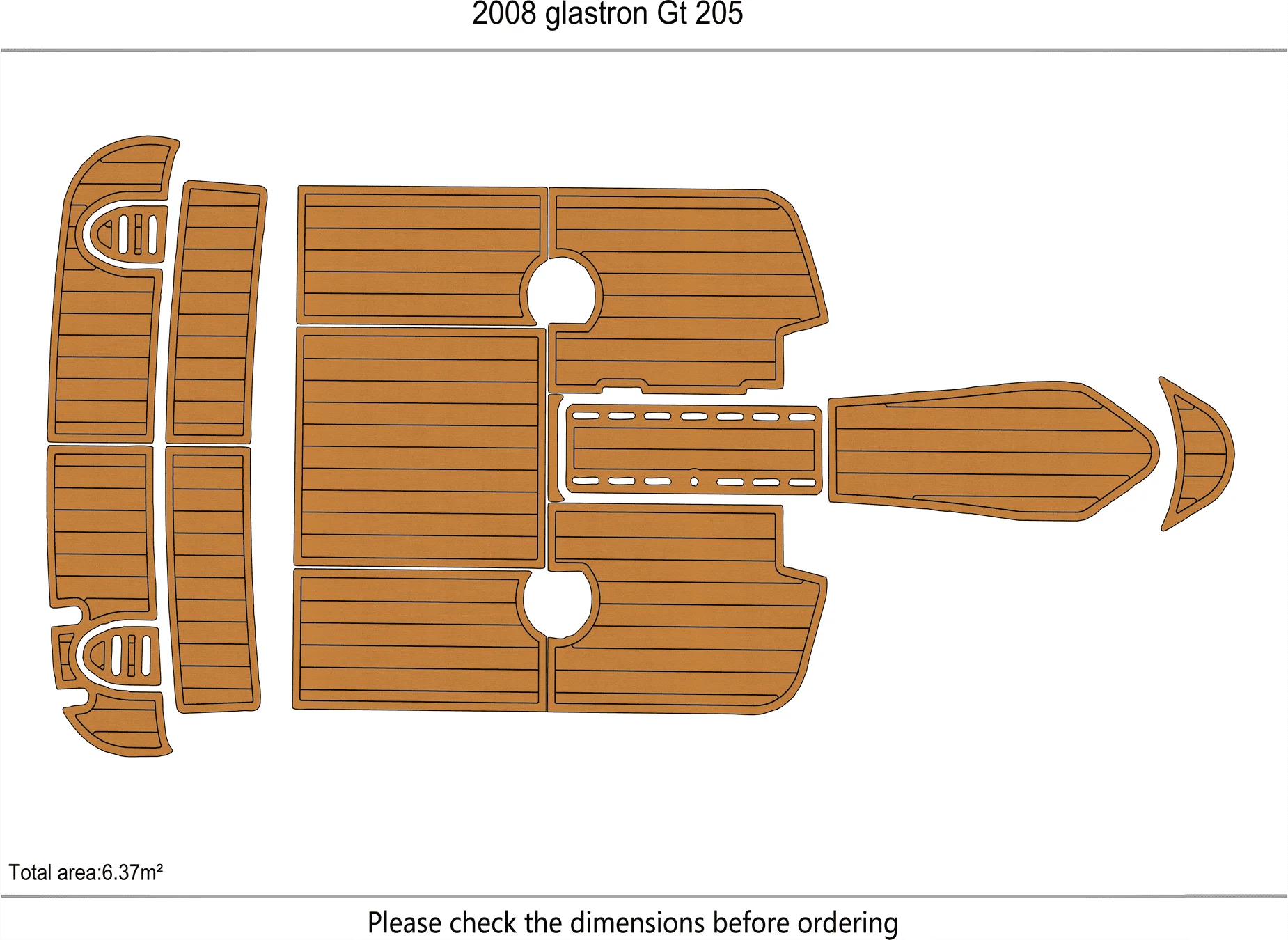 Self-Adhesive faux Teak EVA Marine Mat - 2008 Glastron Gt 205 6mm (1/4