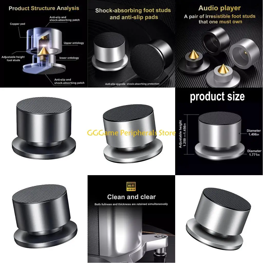 

U55B Aluminum Magnesiums Alloy Speaker Isolation Feet Eliminate 95% Vibration for Audiophiles Sound Claritys & Spatials Balance