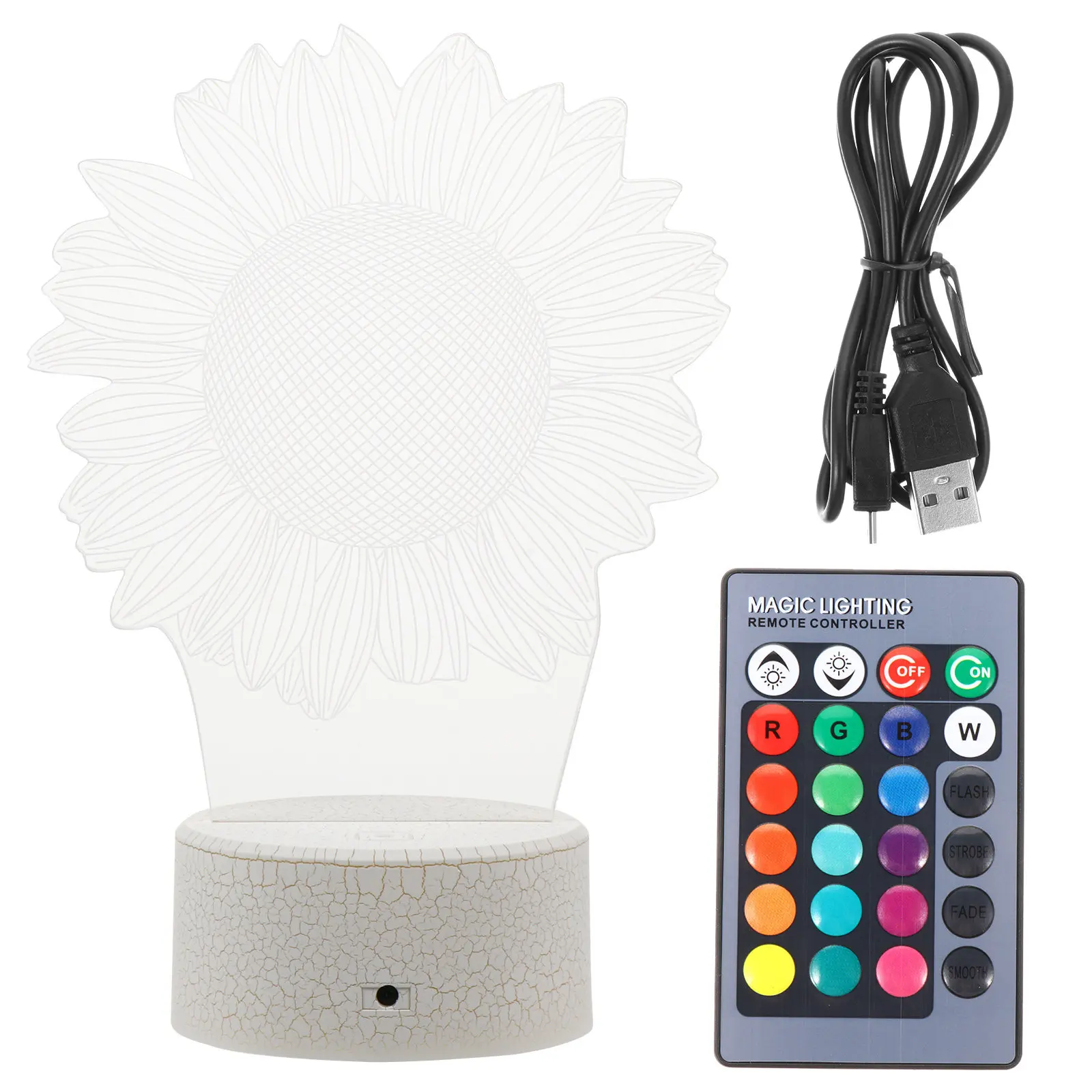 

1Set Acrylic Sunflower Night Light 3D Touch Control LED Lamp Warm Ambient Glow Colorful Remote Timer USB Powered Bedroom