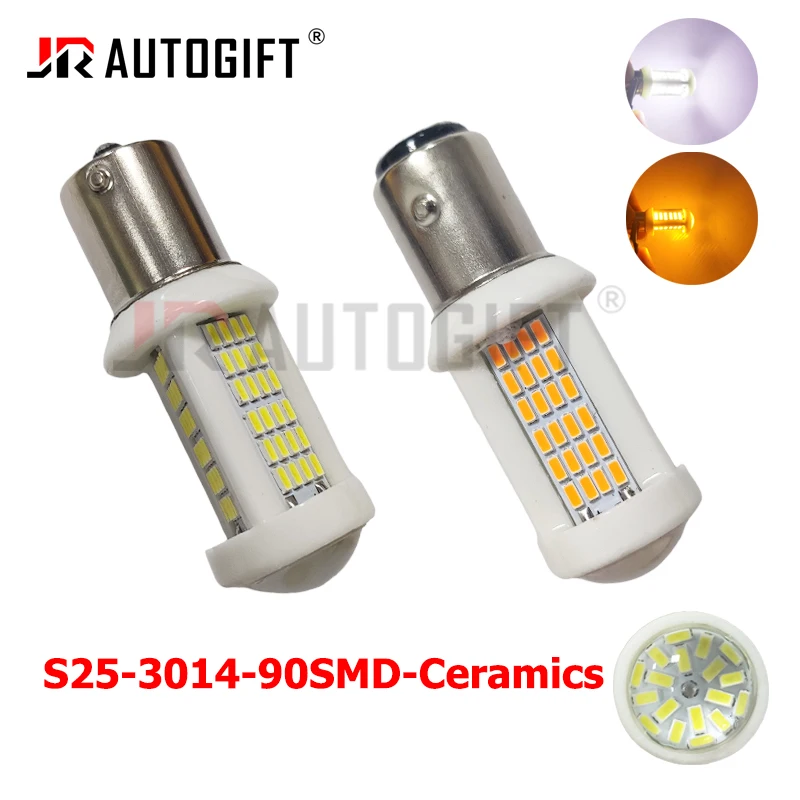 

10pcs Ceramic LED 1156 BA15S P21W 3014 90SMD BAU15S PY21W 1157 BAY15D P21/5W Led Bulb R5W R10W Car Turn Signal Light DRL 12-24V