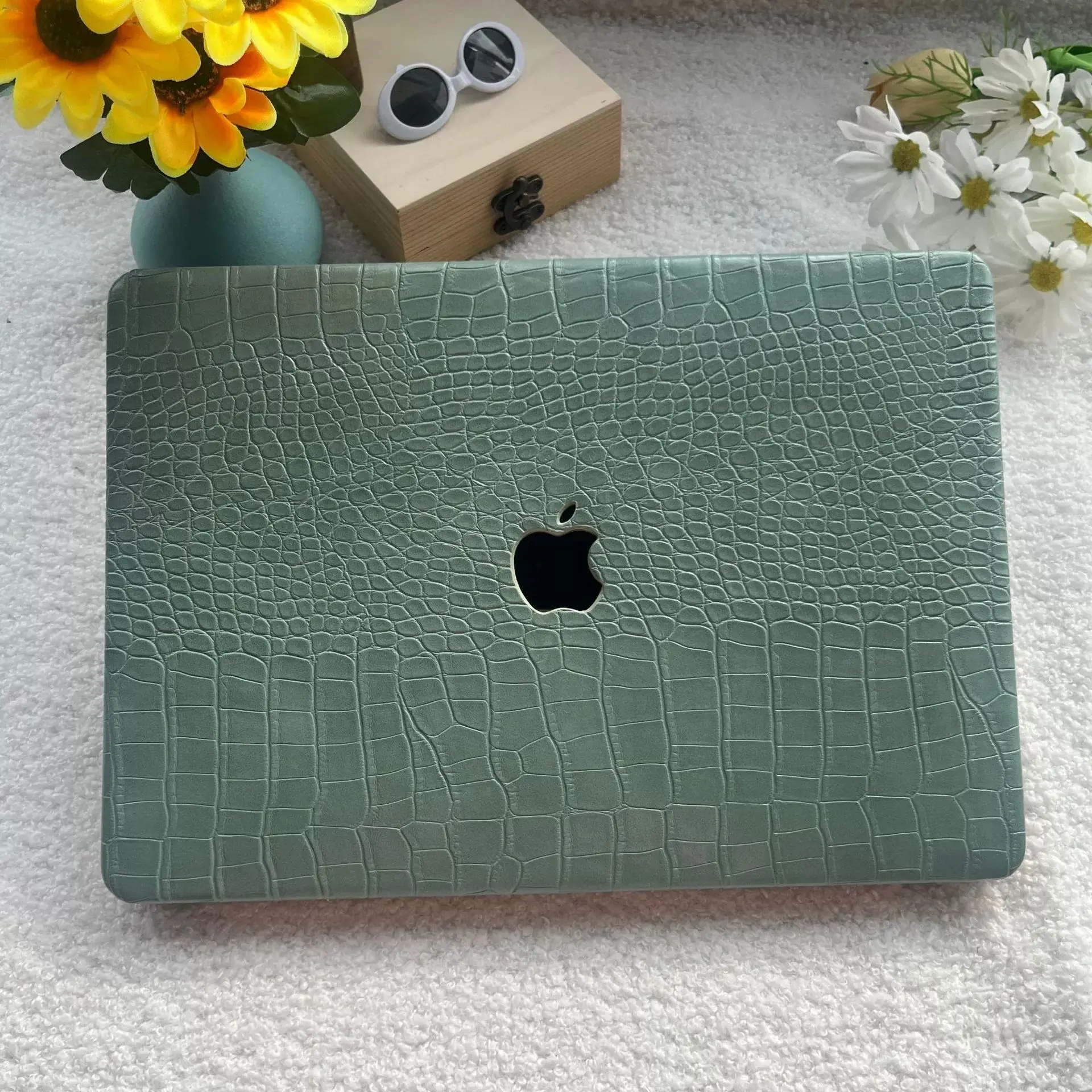 Odpowiedni do MacBooka Air Pro 13 14 15 cali, cienki futerał ze skóry PU z teksturą krokodyla, zapewniający ochronę. — zdjęcie produktu 5