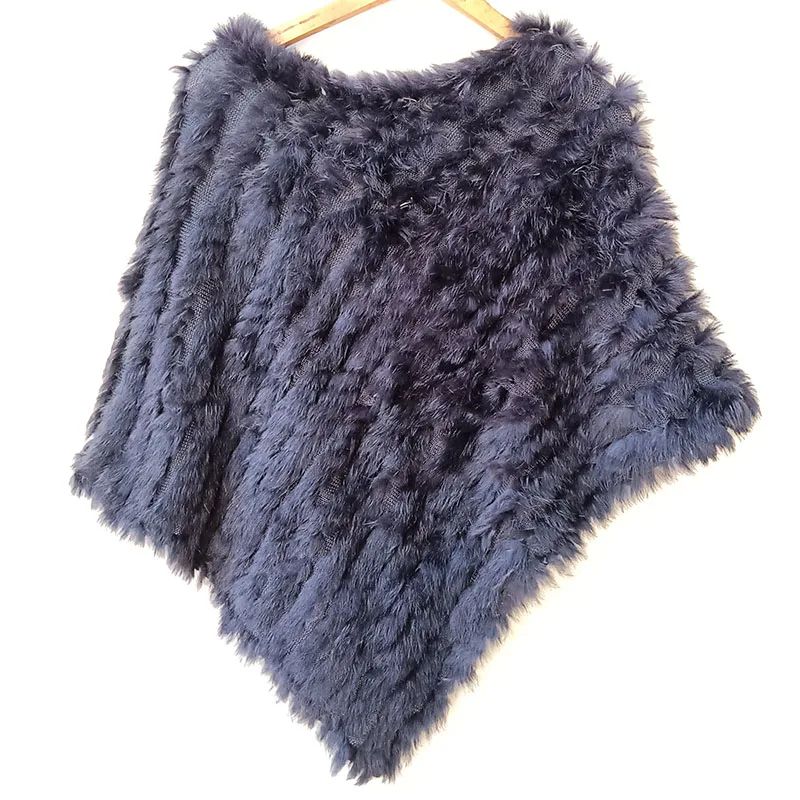 2024 Frühling Frauen gestrickt echte Kaninchen Fell Poncho lässig weiblich Herbst Winter echte Pelz Cape Mode kurze Pelz Schal