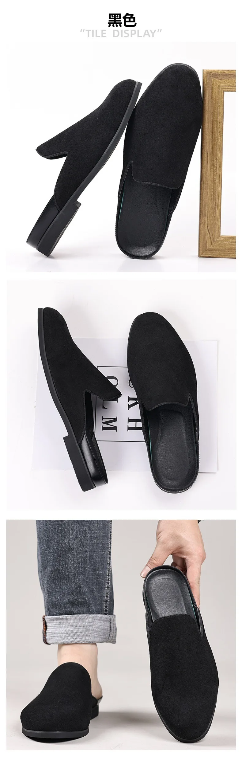 Mules de Gamuza para Hombre, Mocasines Formales, Pantuflas de Diseñador, Mules para Hombre, Chinelas para Hombres, Panto
