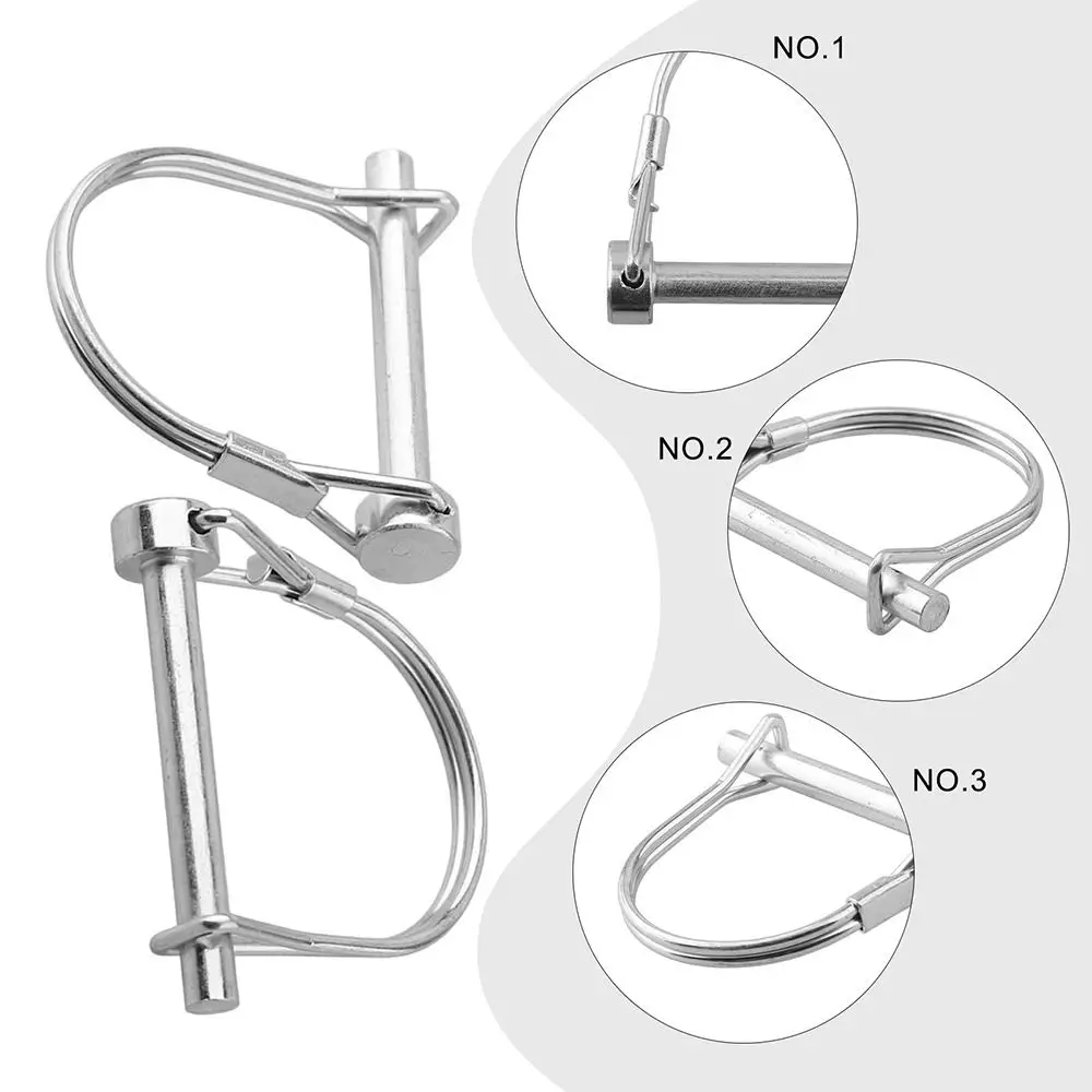 2Pcs Galvanized Locking Pins With Spring Lock Carbon Steel Tubular Folding Pin Garden Tools Parts Anti-lost D-type