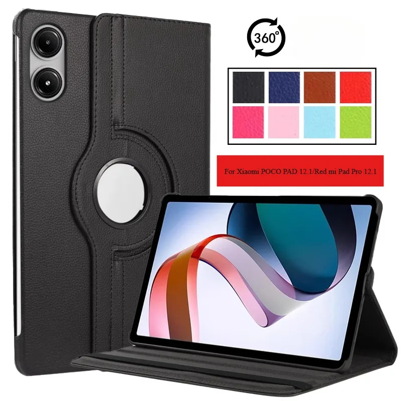 For Xiaomi Redmi Pad Pro 2024 360 Degree Rotating Case Funda RedMi Pad2 Pro 12.1 2025 Tablet Auto Sleep Cover POCO Pad 12.1 case
