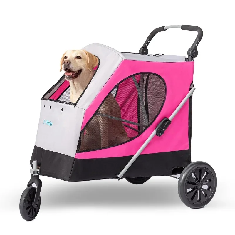 

Dog Stroller for Large Dogs 3 Wheel Foldable Heavy Duty Dog Wagons and Cart Up to 100 LBS