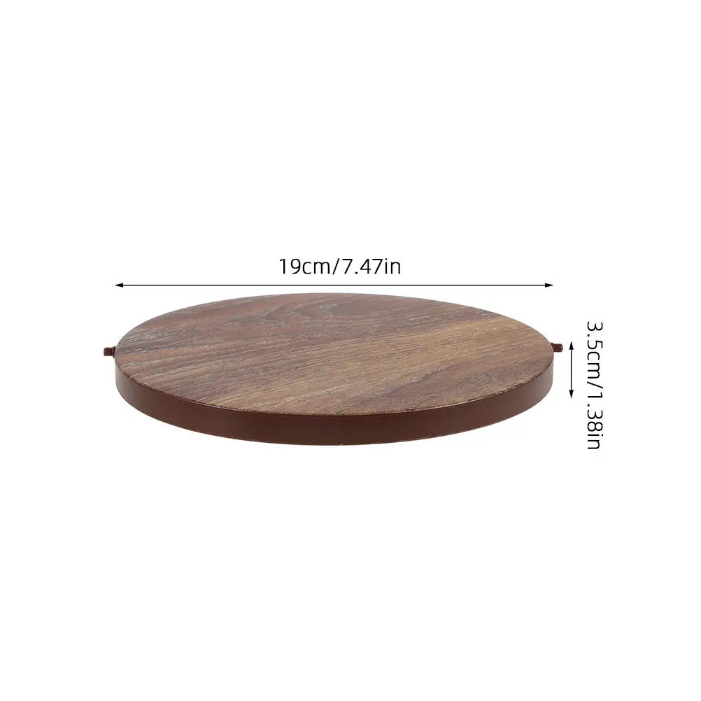 2Pcs Round Plastic Trash Bin Lids Wood Grain Finish Easy Attach Detach Odor Controlling Waste Container Cover for Home Office