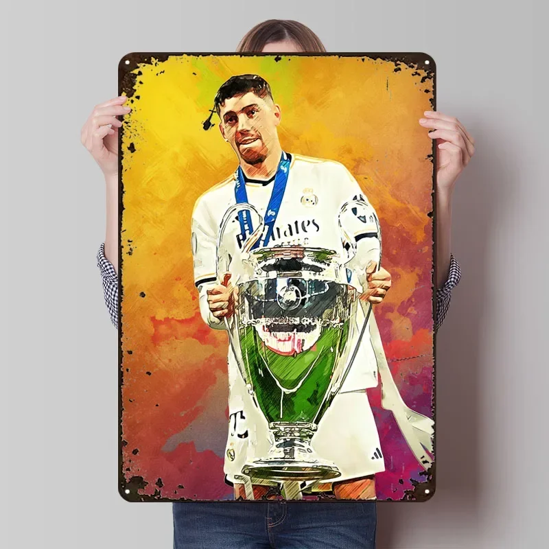 Federico Valverde Poster Football Player Metal Signs Man Cave Customized Tin Sign for Wall Art Decoration Bath Room Decor Men