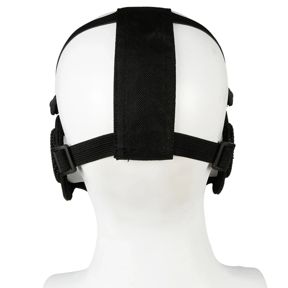 Tactical Airsoft Mask Half Face Paintball Shooting CS Foldable Steel Mesh Mask With Ear Protection Militar Hunting Cosplay Mask