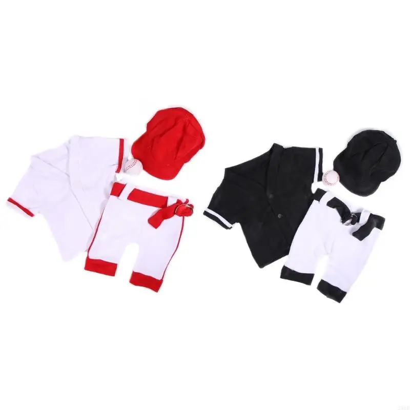 29EE Infant Photography Suit Baseball Hat & Uniform T-shirt Pants Set Photostudio Props Universal Newborn Costume Shower Gift