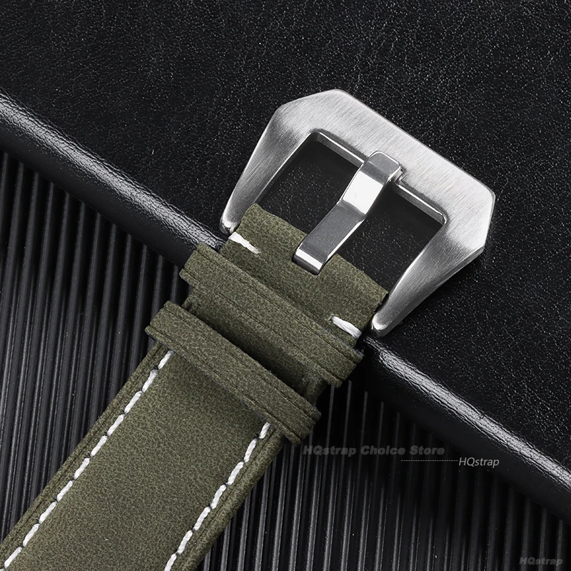 男性と女性のための本革の時計バンド,黒,青,灰色,茶色,パネライ,18, 20,22,24mm