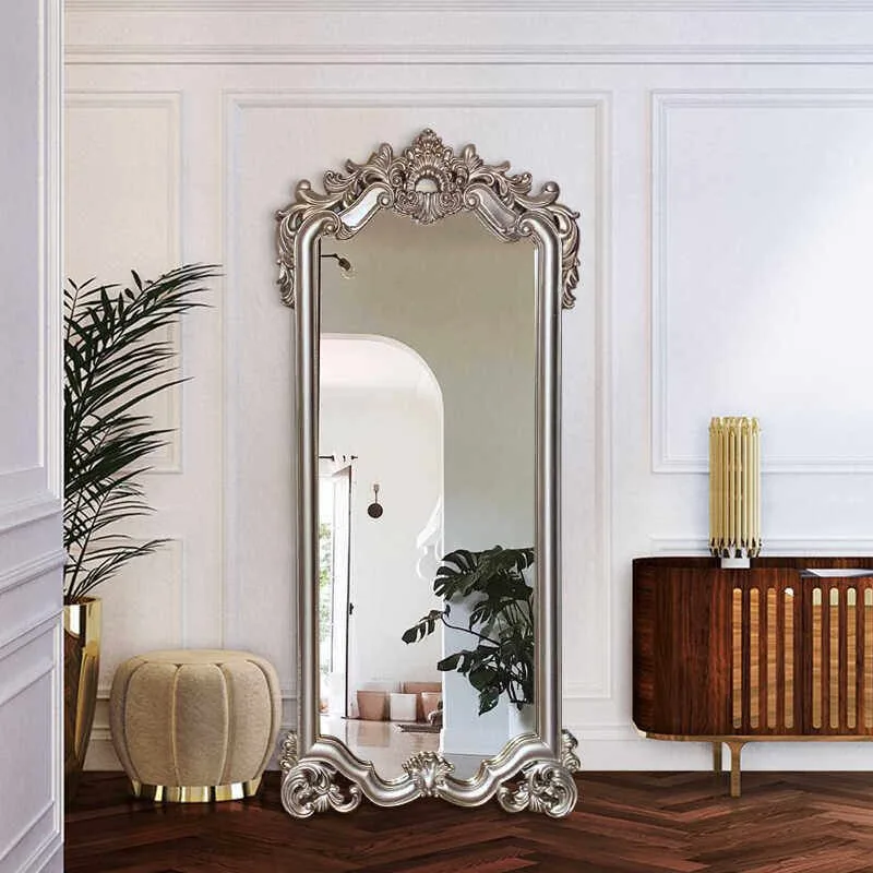 French carved floor mirror, retro full-length mirror