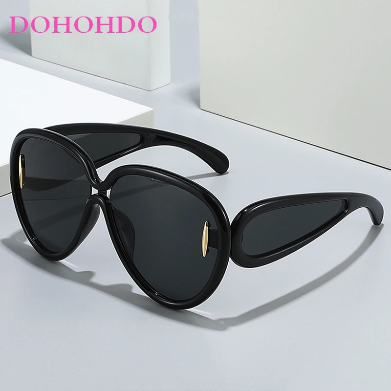 

Fashion Oversized Oval Sunglasses Women Vintage Personality Steampunk Y2K Shades Outdoors Driving Eyewear UV400 Lentes De Sol