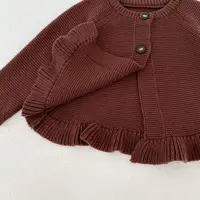 Autumn and Winter Female Baby Knitted Fungus Edge Set Sweater Cardigan+Pants Two-Piece Set, Purchased Separately 4