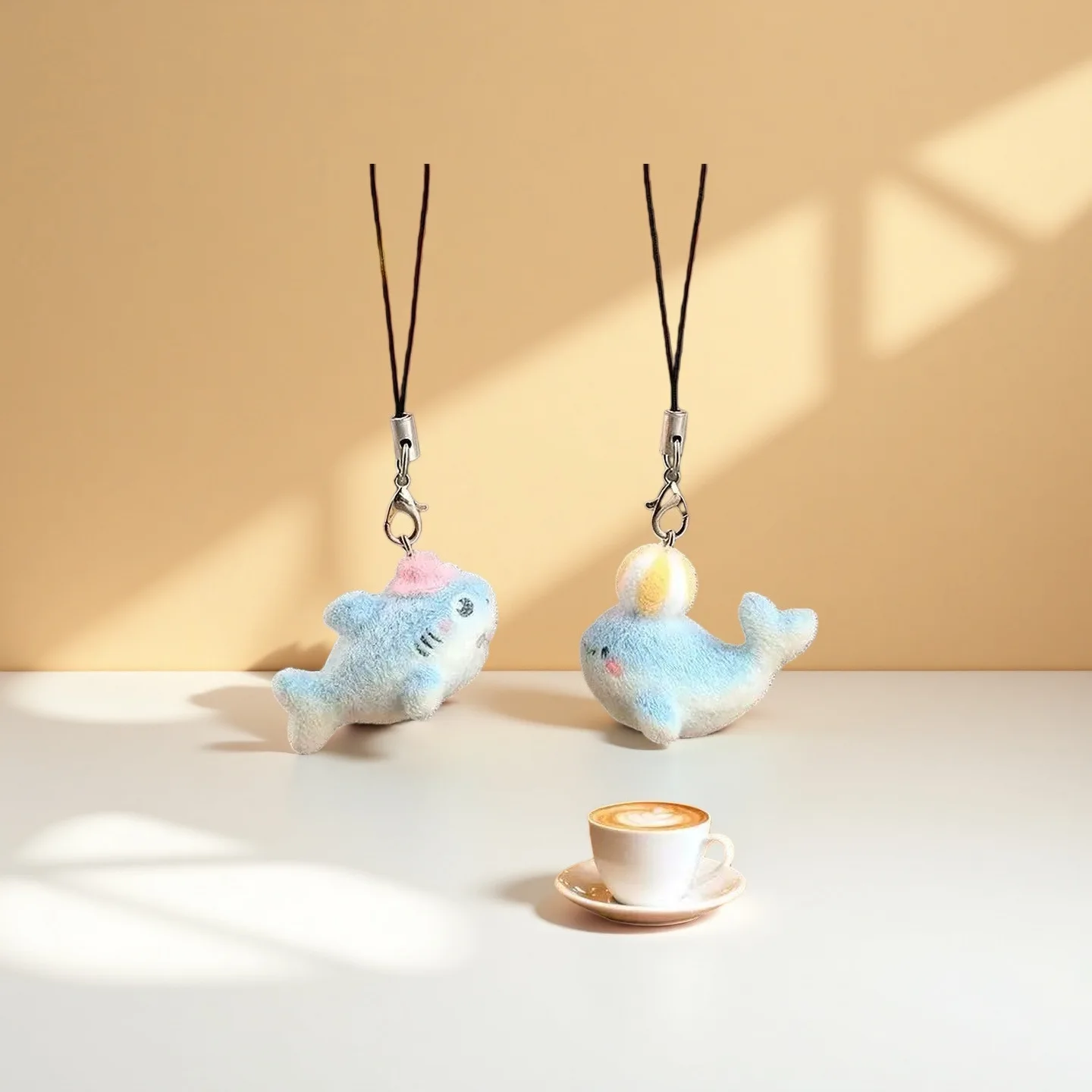 INS Cute Ocean Sea Animal Plush Keychain Mini Shark Whale Stuffed Doll Pendant Bag Charm Key Ring Gift for Women Girls Jewerly