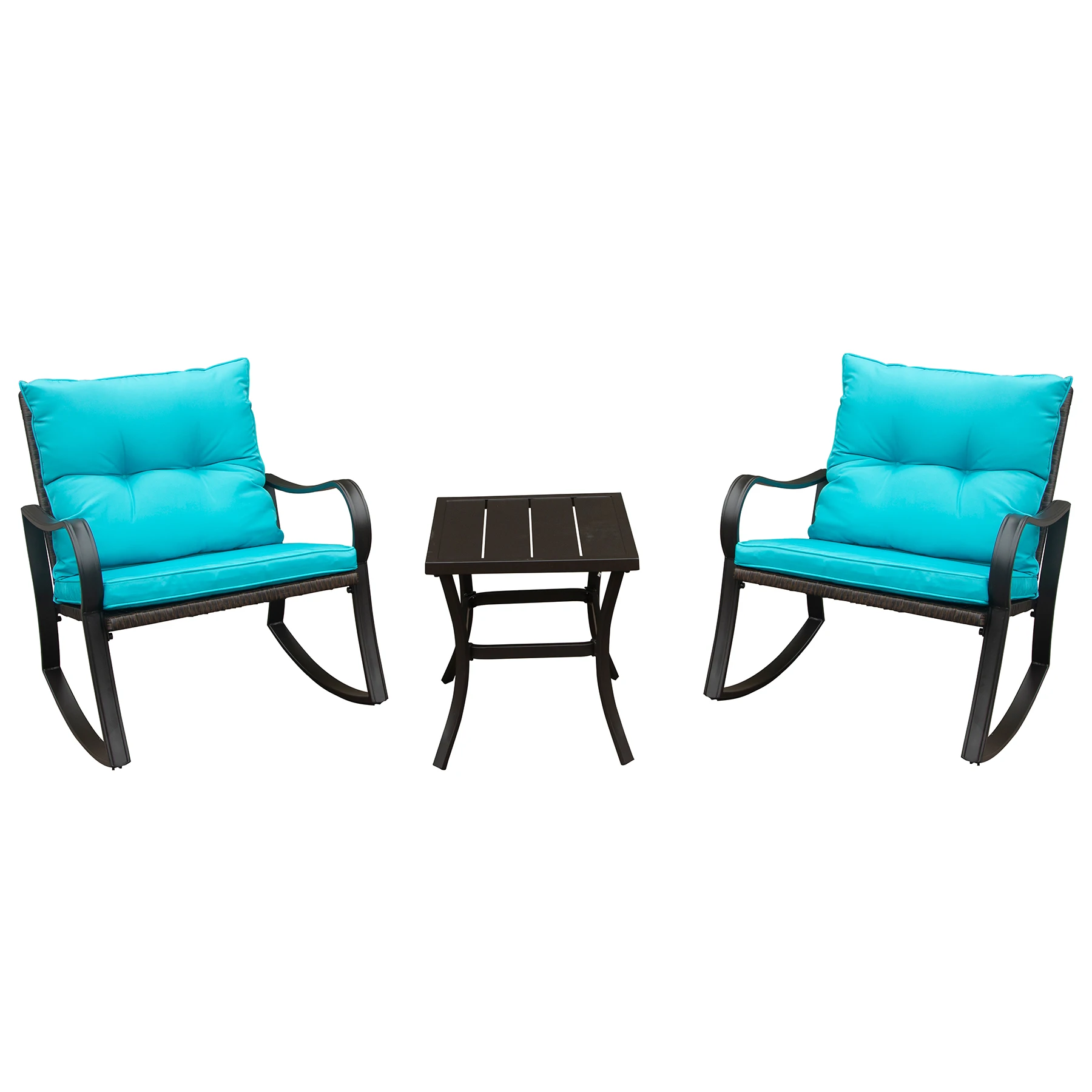 ！@Modern Brown Aluminum Garden Rocking Chair Comfortable Outdoor Sectional Sofa Furniture Set for Living Room Park Courtyard
