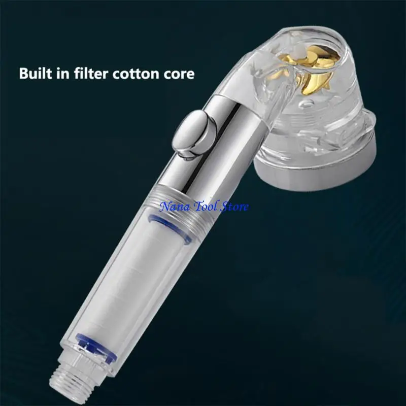 31GJシャワーヘッドウォーター節約高性症のプロペラフローシャワーヘッドファン組み込みフィルター降雨バスルーム