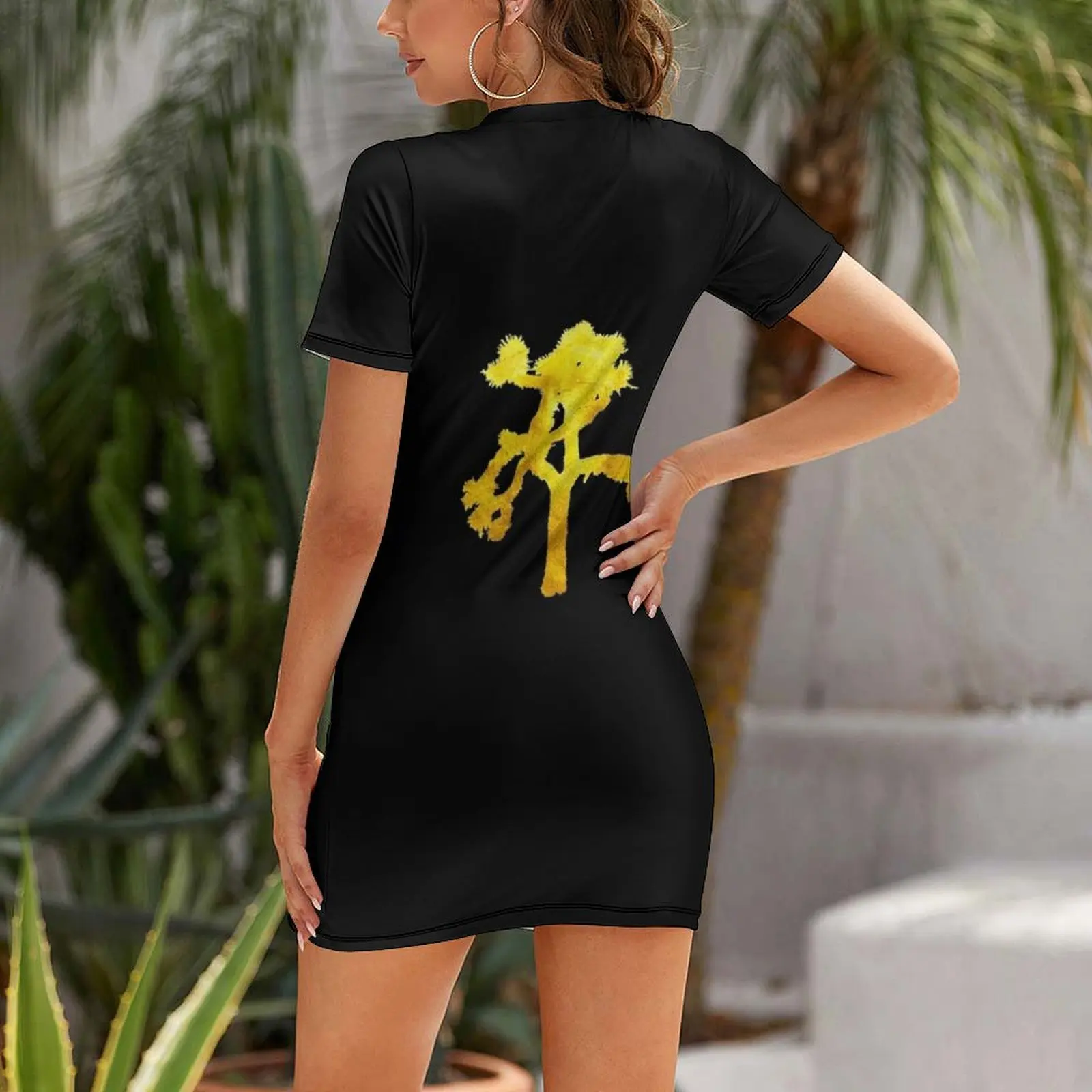 u2 Joshua Tree Gold Short Sleeved Dress Casual dresses wedding dresses for woman