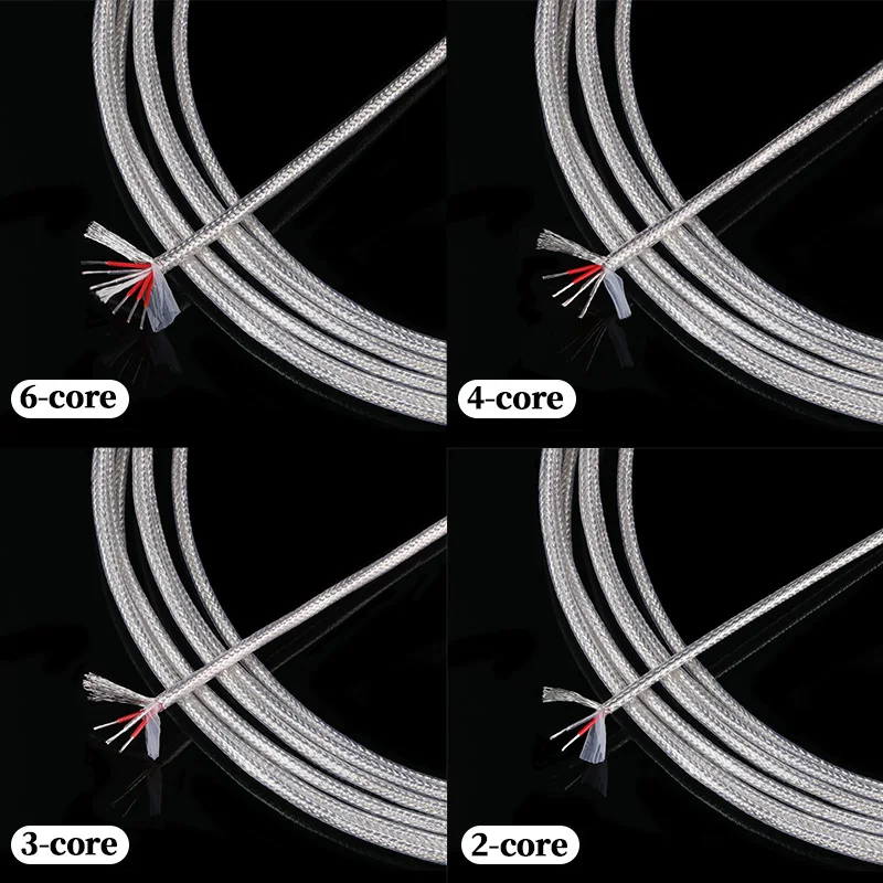 3/10m PT100 PTFE Thermocouple Wire Transparent Silver 2 3 4 6Cores  Plated Copper Shield Signal Line Compensation Cable