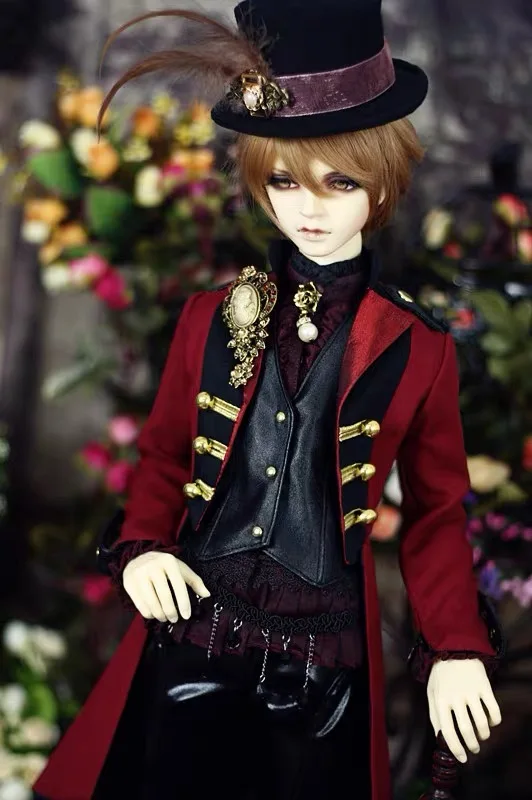 Clothes for doll uncle european-style retro military uniform,1/3 1/4 BJD skirt hat pant waistcoat waist chain set free shipping