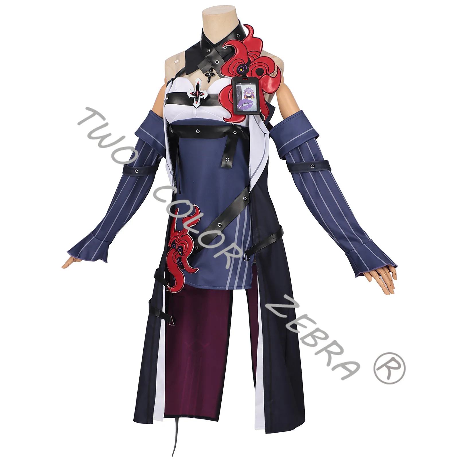 Game Neverness To Everness Fadia Lilinia Cosplay Costume Halter Collar Leather Straps Robe Dress Coat Accessory Set for Roleplay view 5