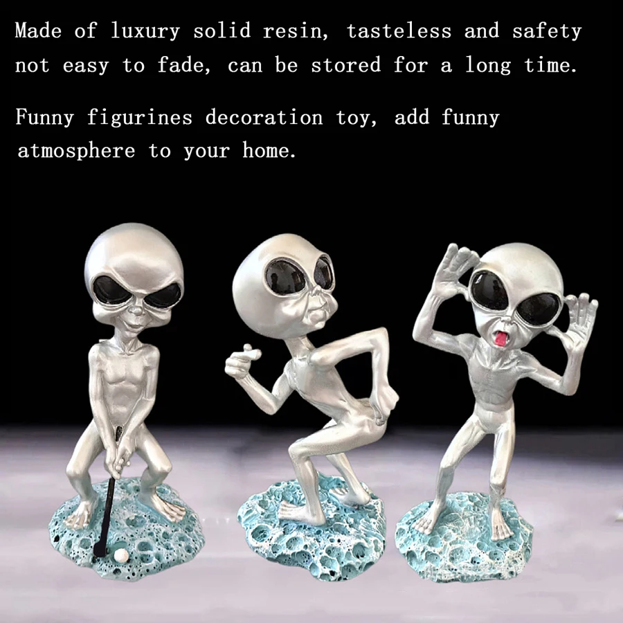 Luxury Resin Cute Funny Alien Desk Decor Statues Toy Halloween Christmas Gift Extraterrestrial Ornament Home Sculpture Figurines view 3