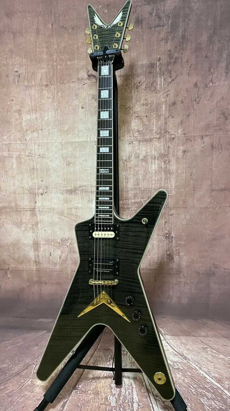 Custom Dimebag Darrell Dean ML Style Irregular Electric Guitar Olive Green Color Accept Guitar OEM