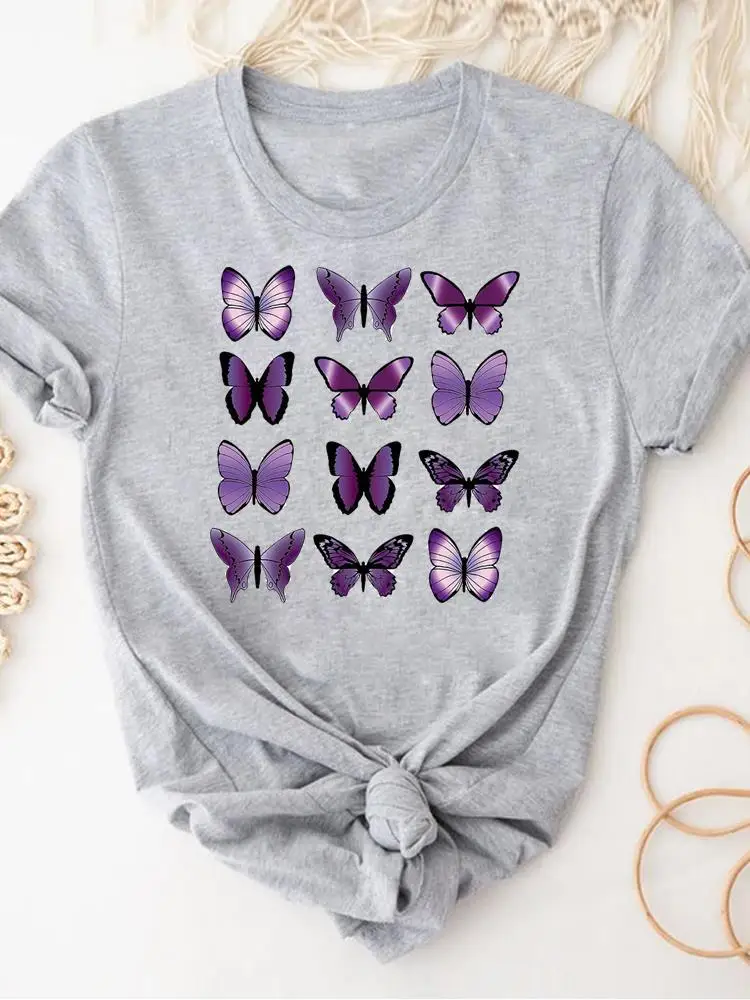 

Clothes Ladies Graphic Tee Women's Short Sleeve Print T Clothing Summer Butterfly Sweet 90s Female Fashion T-shirts