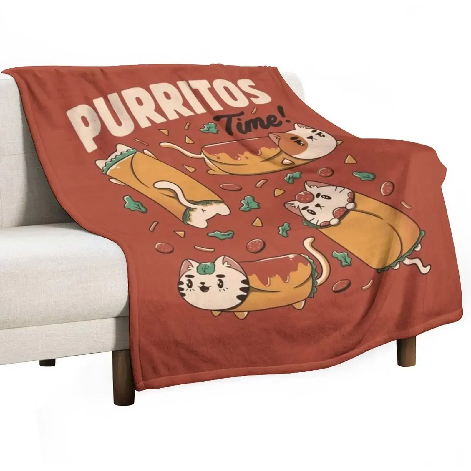 Purritos Time Burrito Cat Funny Mexican Food by Tobe Fonseca Throw Blanket Bed linens Luxury Thicken Bed Quilt Retros Blankets