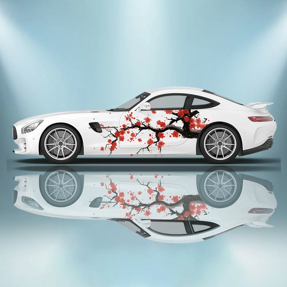 

Cherry Plum Blossom Branches Car Vinyl Wraps Decal Self-adhesive PVC Sticker Suitable for Trucks SUV Decor Auto Accessories Gift