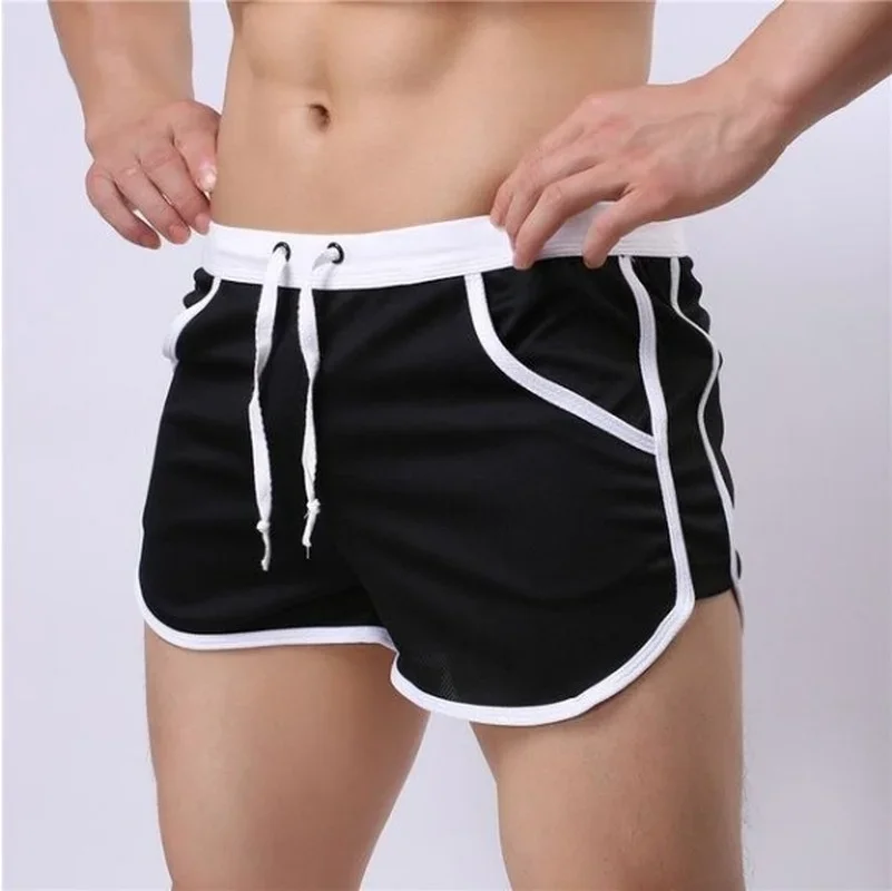 Mens Sport Running Shorts Gym Quick Drying with Pocket Straps Comfortable Bodybuilding Man Fitness Patchwork Beach