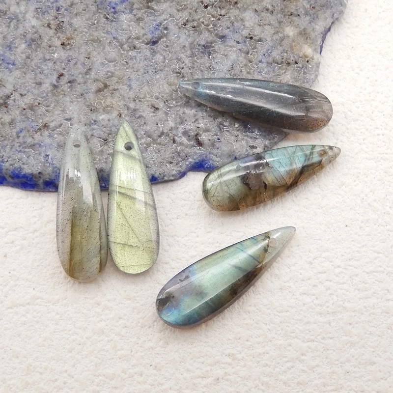 

5Pcs Natural Stone Flashy Labradorite Loose Beads For Jewelry Making DIY Charms Earrings Pendants Necklace Accessories24x8x4mm5g