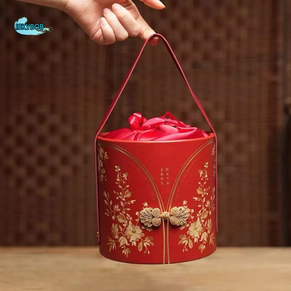 

Frog Botton Flower Bucket Bag Wrist Bag Large Capacity Ins Wedding Candy Bag New Year Festive Sugar Bag Chinese Style Handbag