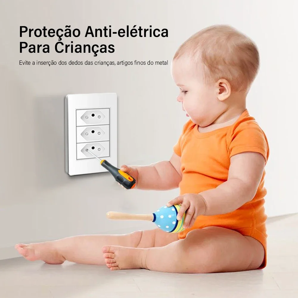 DELEFU White Fireproof Material PC Panel Tpye-c USB Brazil Standard Wall Socket Package, 3gang Wall Switch, More Discounts.