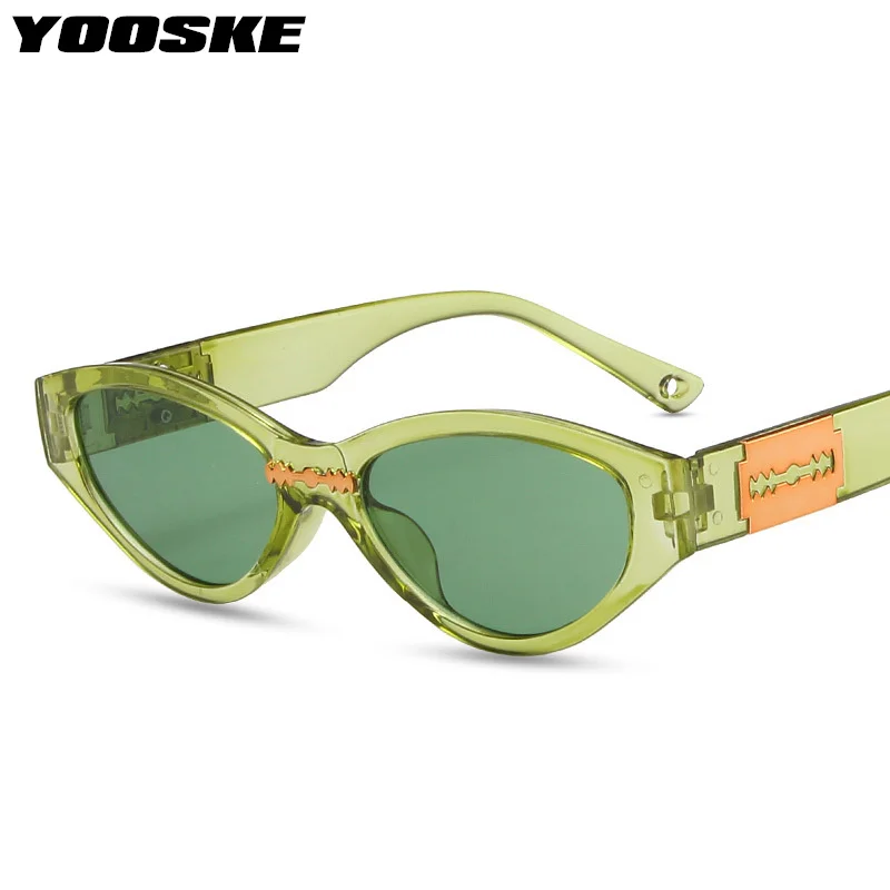 YOOSEK Fashion Cat Eye Sunglasses for Women Brand Designer Black Yellow Sun Glasses Men Vintage Blade Temple Decoration Eyewear