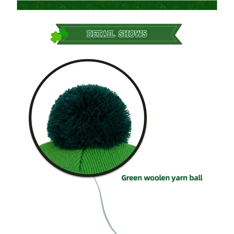 Costumes and Props Lucky Charm Beanie for Adults - Embroidered Four Leaf Clover Hat for St. Paddy's Day Party