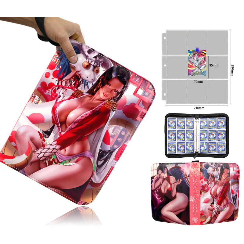 Anime One Piece Card Album 4/9 Grids 50 Pages PU Holder Book Hancock Collection Large Capacity Zipper Card Bag