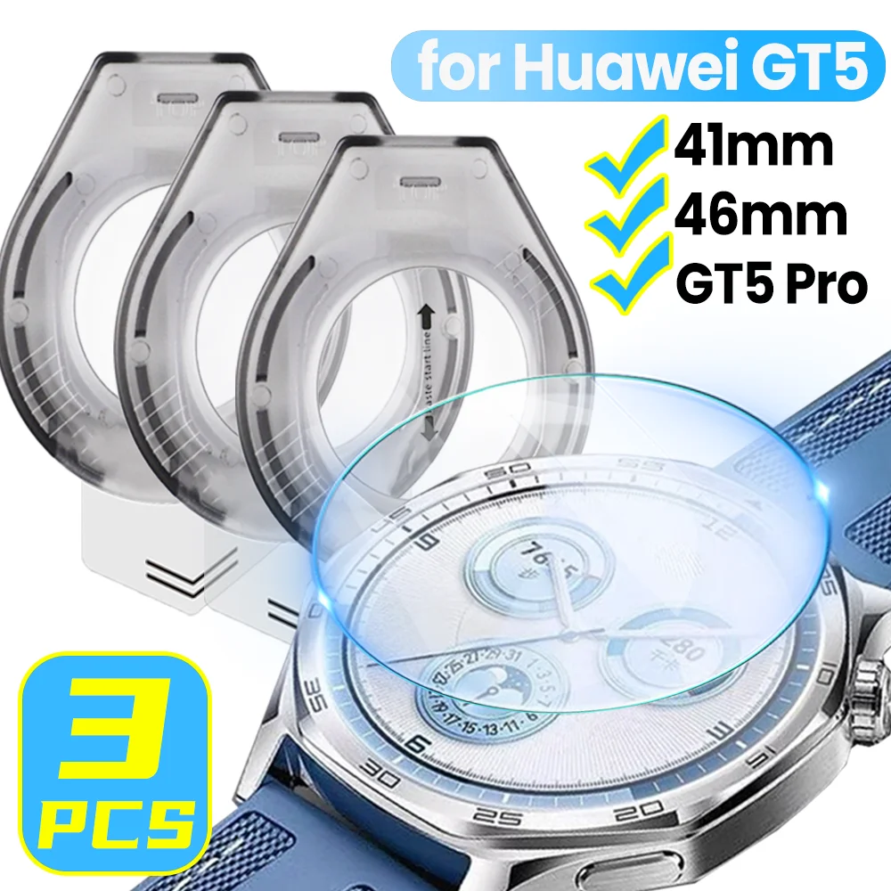 

3/1pack Easy Install Tempered Glass for Huawei GT5 41mm 46mm Watch Screen Protector for GT5 Pro 42mm 46mm with Dust Removal Kits