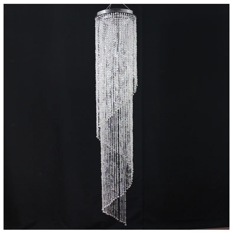 Wedding Party Acrylic Beads Spiral Hanging Pendent D22*120cm Chandelier Lampshade Fake Crystal Event Ceiling Decoration