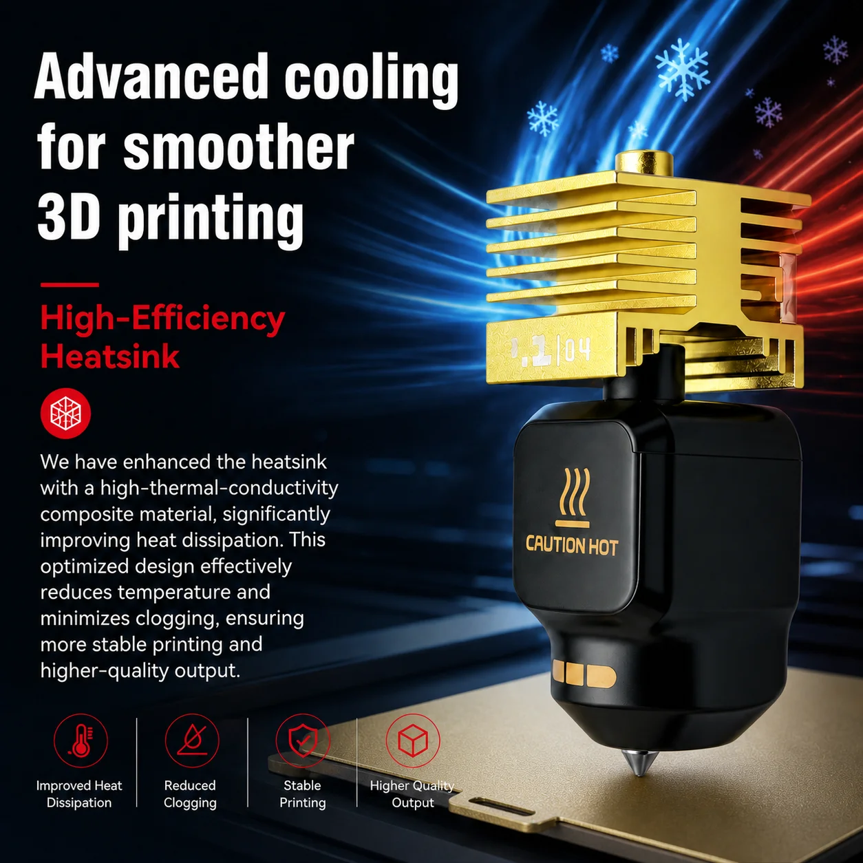 For Bambu Lab P2S X2D A1 Hotend UHMCoat™ HV3400 Ultra Hard Hotend Golden High Efficiency Heatsink Anti-Wear Upgrade Spare Parts