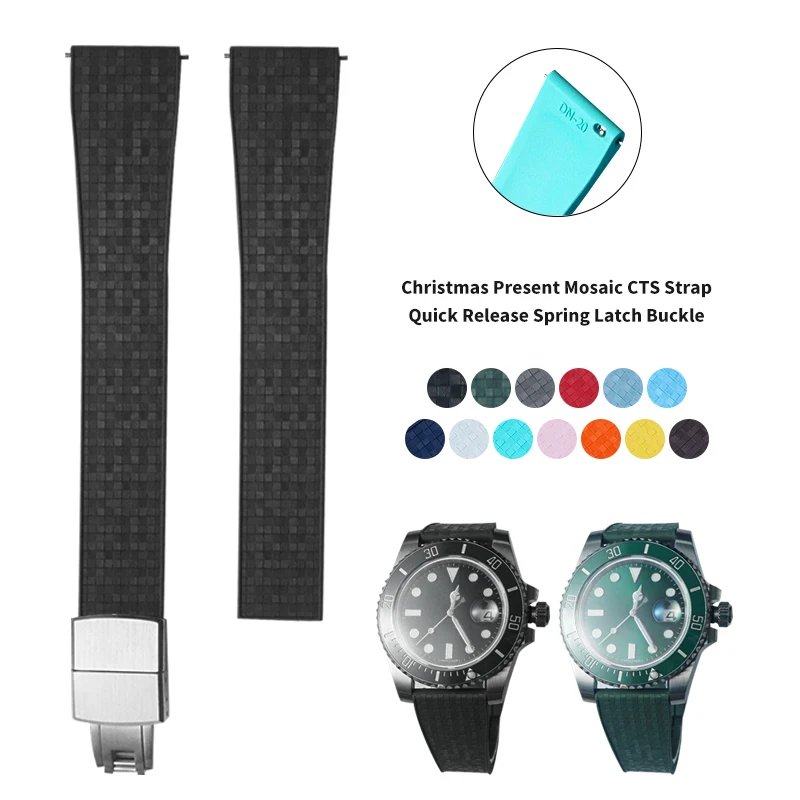 

16mm 18mm 19mm 20mm 21m 22mm 23mm 24mm CTS FKM Rubber Watch Strap for Cartier Rolex Datejust With Folding Buckle Waterproof
