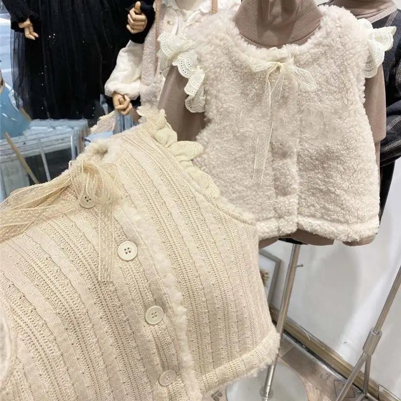 Autumn Children'S Lamb Fur Vest with Plush and Thick Wearing Both Sides Girls Winter Warm Coat Top Baby Kids Clothing for Girls